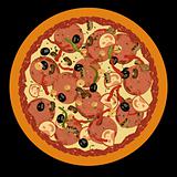 Realistic illustration pizza on black background