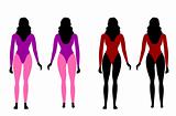 Silhouettes of women in sportswear