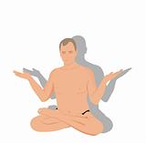 Yoga - the man sits and meditates