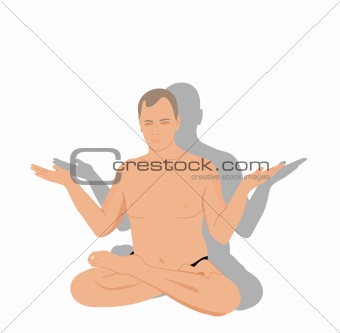Yoga - the man sits and meditates