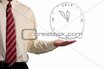 Man showing a clock