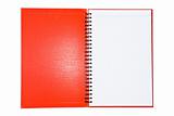 Red notebook open