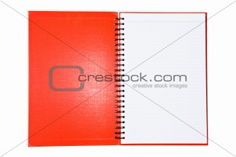 Red notebook open