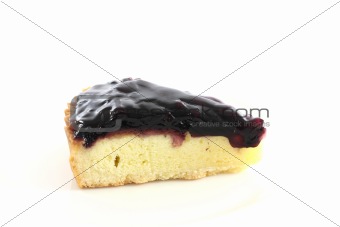 blueberry pie on dish with white background