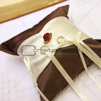 elegant ring pillows with wedding rings 