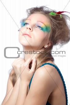 beautiful woman  with color makeup