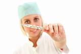 Nurse with clinical thermometer
