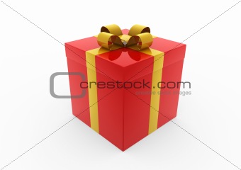 3d red gold gift box