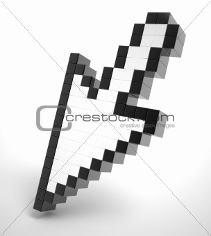 3d cursor directing downward. Isolated on white