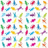 Seamless with colored children playing, pattern