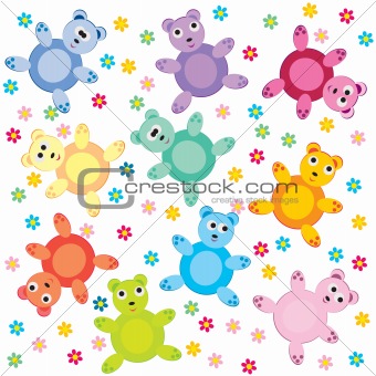 seamless with colored teddy bears