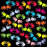 Seamless with pairs of colored hands
