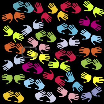 Seamless with pairs of colored hands