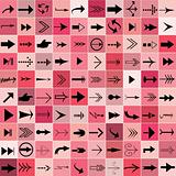 Set of 100 arrows on pink squares