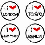 Stamps with I love big cities