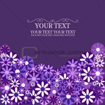 Vintage card with purple flowers