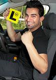 Happy male learner driver