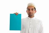 Ethnic businessman with brochure or advertisement