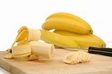 bananas on carving board