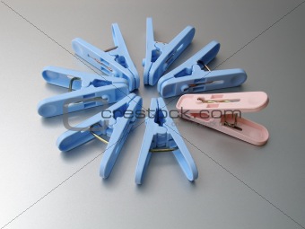 Clothespin arranged in a circular pattern