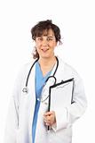 Female doctor holding a clipboard