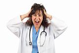 Angered female doctor