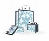 Snowy gift bags and boxes