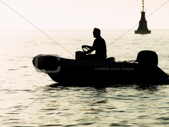 Motor boat - sunset