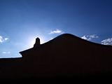 Silhouette of China Countryside Stone House