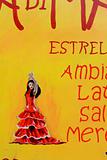 hand painted latin dancer on sign, corsica