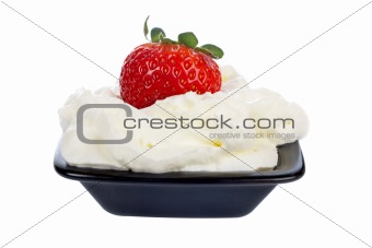 Strawberry over a cream