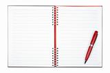 Blank notebook sheet with pen