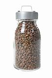 Glass jar of lentils