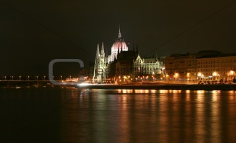 Budapest, side view of parliament
