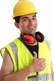 Smiling builder thumbs up
