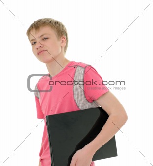 teenager with laptop