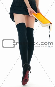 woman in skirt and stockings 