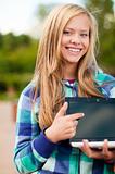 young student girl with laptop