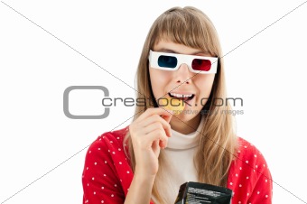 woman in 3d cinema glasses