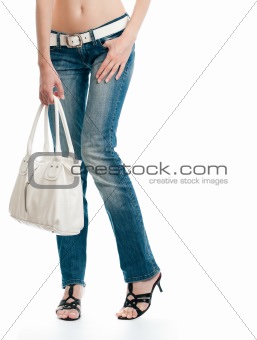 beautiful young woman with bag