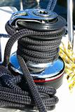 Winch with black rope