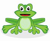 cute happy looking tiny green frog with big eyes