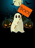 Ghost  with sign. Halloween  invitation