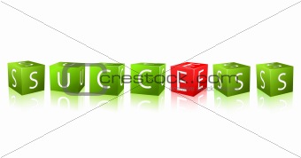 word success combines of cubes with letter