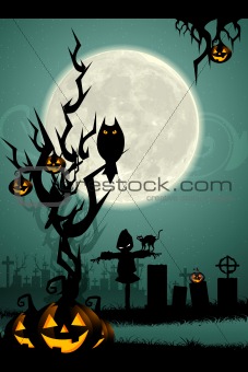halloween night in graveyard