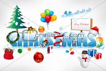 christmas text on snowy background