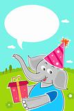 elephant with birthday gift