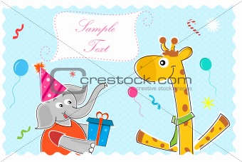 elephant wishing giraffe happy birthday