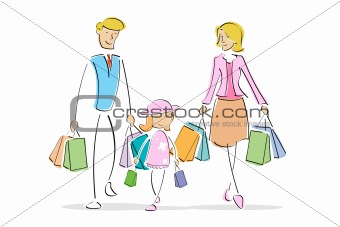 family in shopping