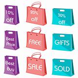 set of shopping bags with tags